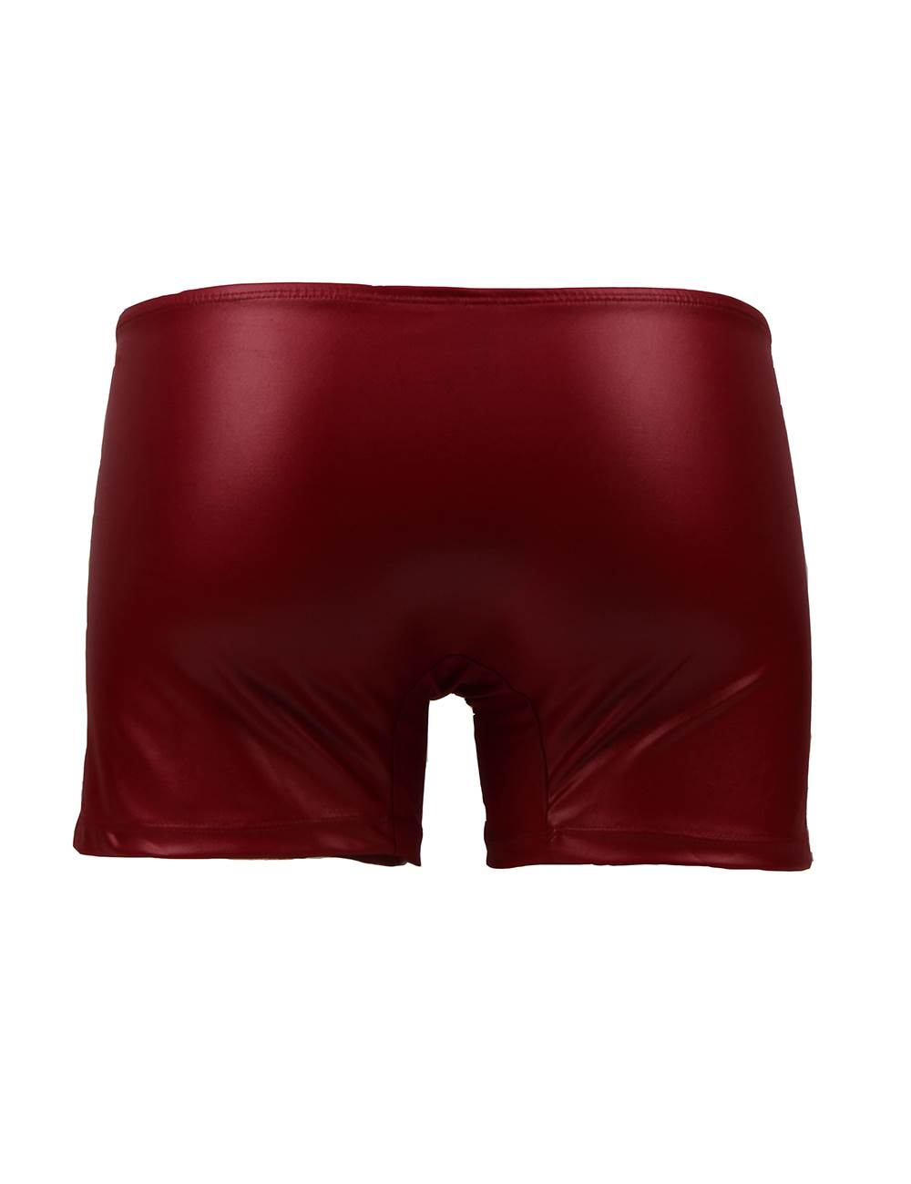 JCSTK - Mens Wetlook OY-MP069 Boxer Shorts with Zipper Pouch Front Burgundy
