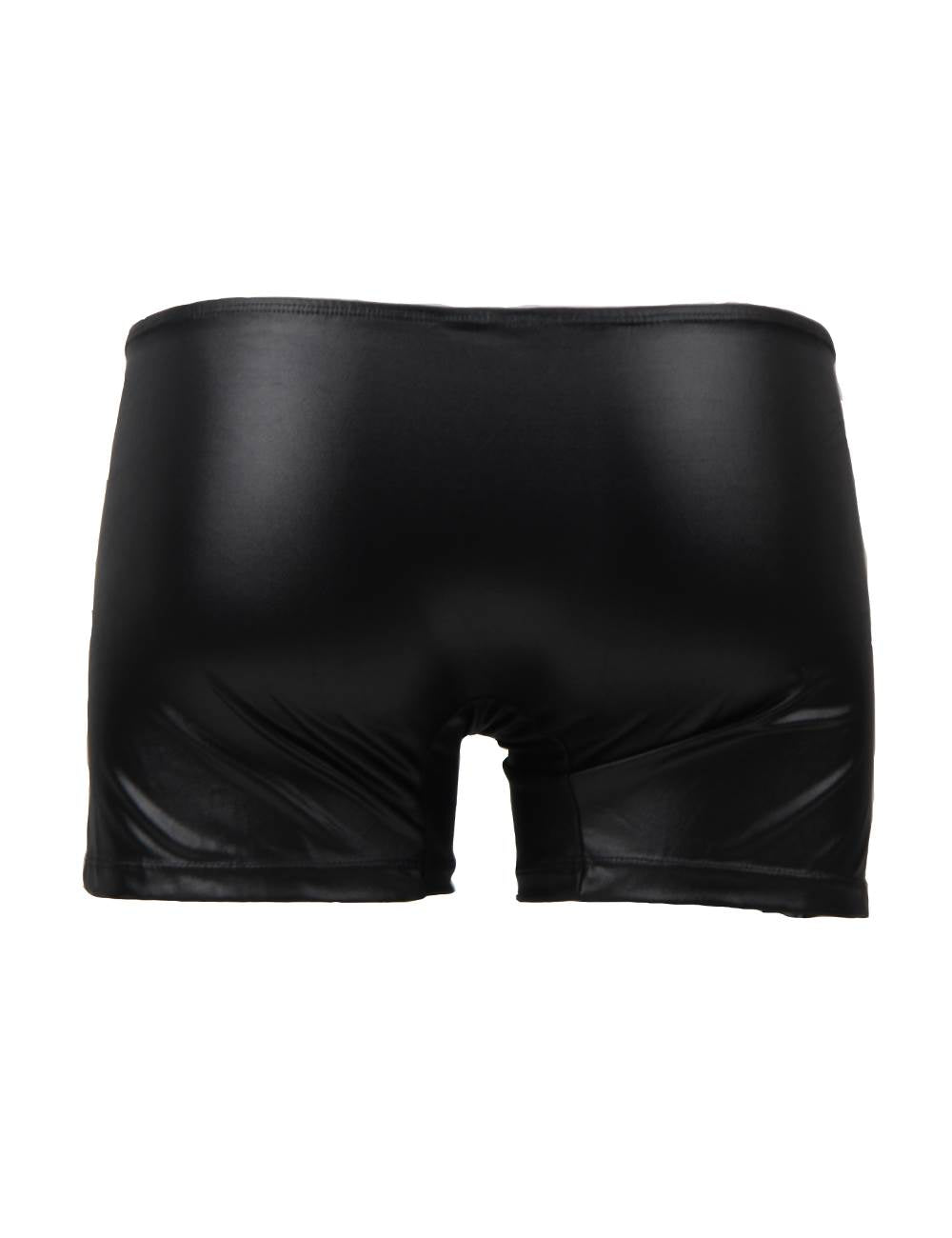 JCSTK -  Mens Wetlook Boxer Shorts with Zipper Pouch Front Black