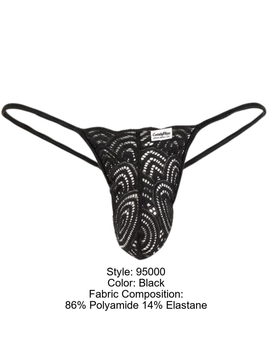 CandyMan 95000 Mens Seductive Lace Thongs Black