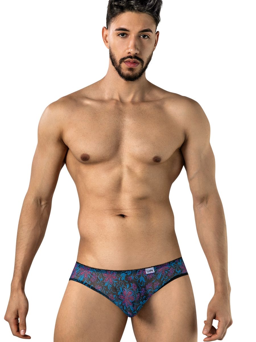 CandyMan 95005 Mens Printed Floral Mesh Briefs Blue