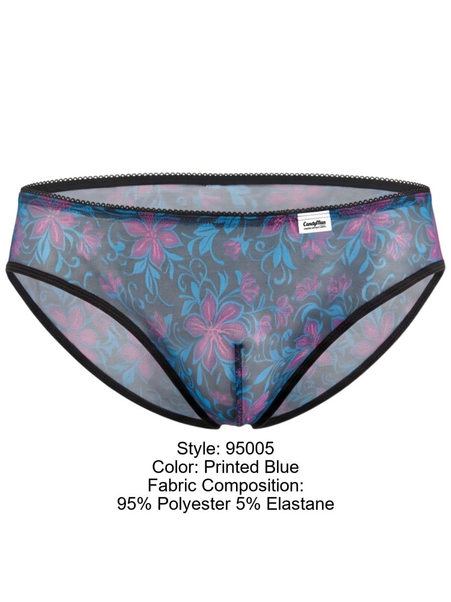 CandyMan 95005 Mens Printed Floral Mesh Briefs Blue