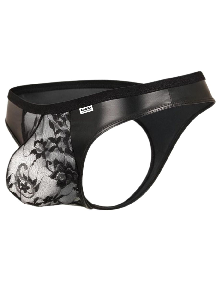 CandyMan 95009 Mens Intimate Sheer Lace Thongs Black