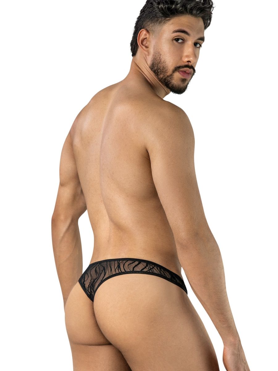 CandyMan 95011 Mens Semi-sheer Alluring Style Lace Thongs Black