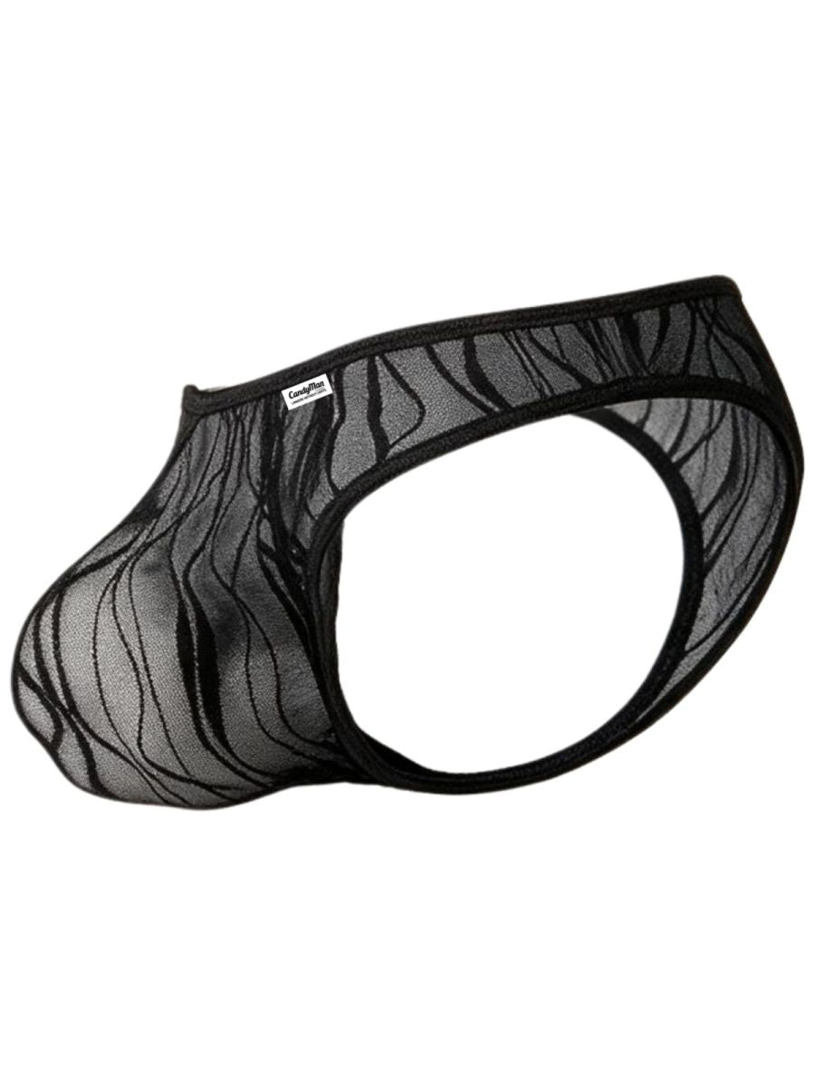 CandyMan 95011 Mens Semi-sheer Alluring Style Lace Thongs Black