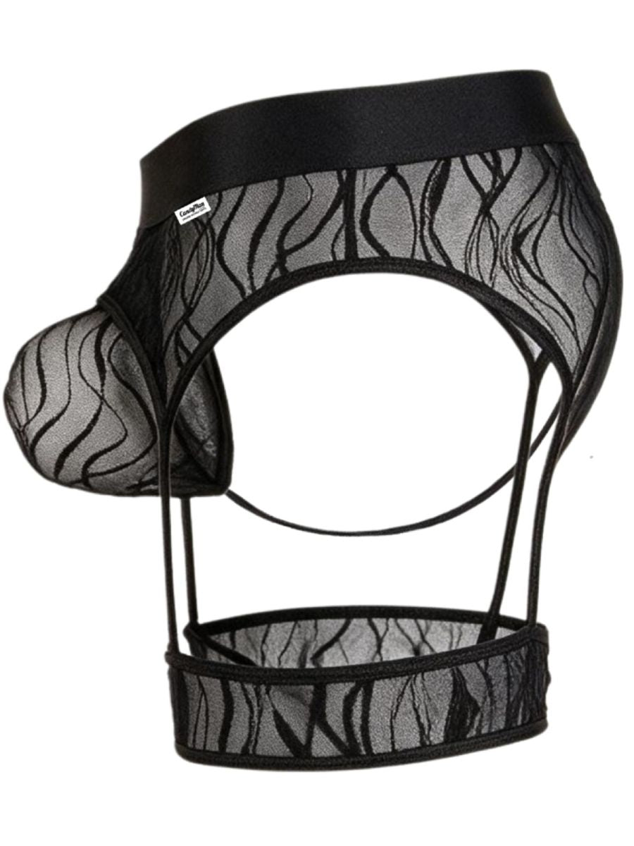 CandyMan 95014 Mens Intimate Collection Seductive Garter Thongs Black