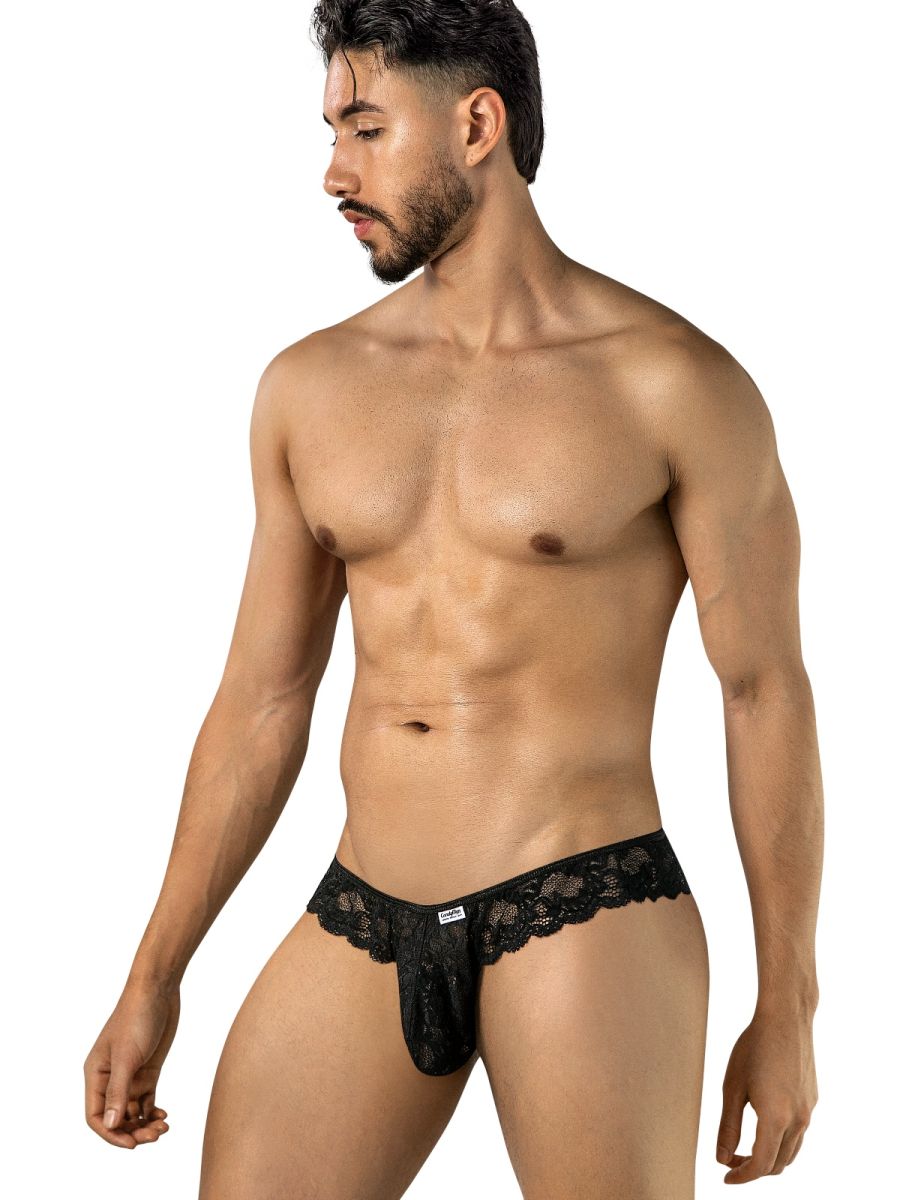 CandyMan 95019 Mens Sexy Floral Lace Thongs Black
