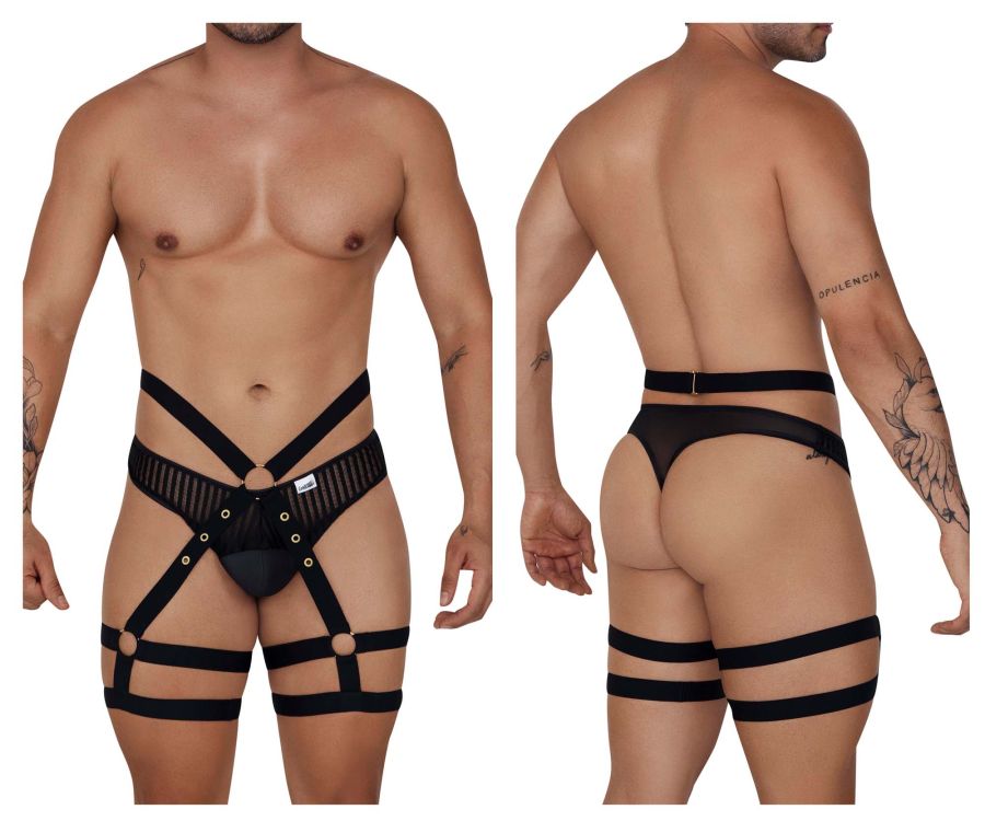 JCSTK - CandyMan 99676 Garter Thongs Two Piece Set Black