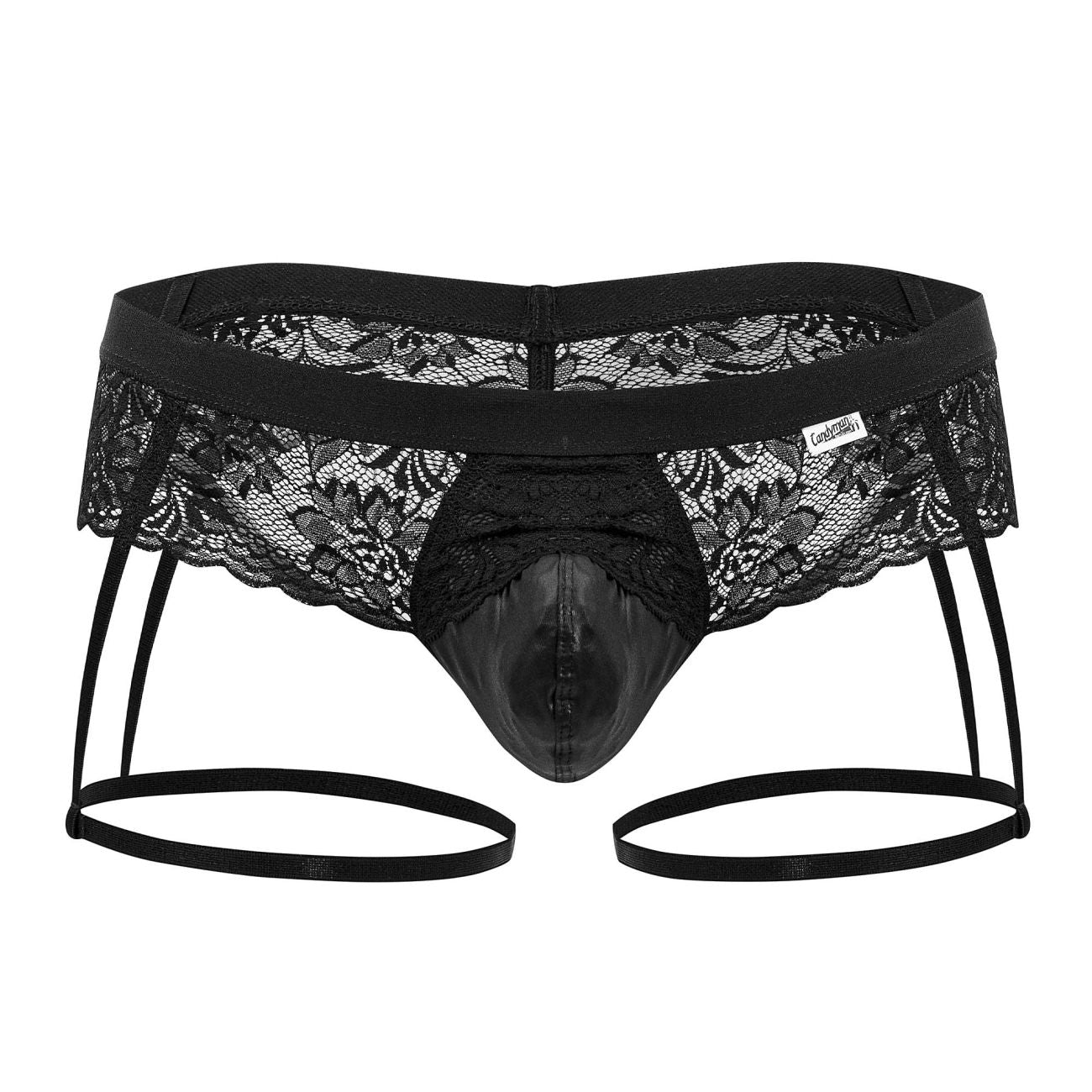 JCSTK - CandyMan 99717 Lace Garther Jockstrap Black