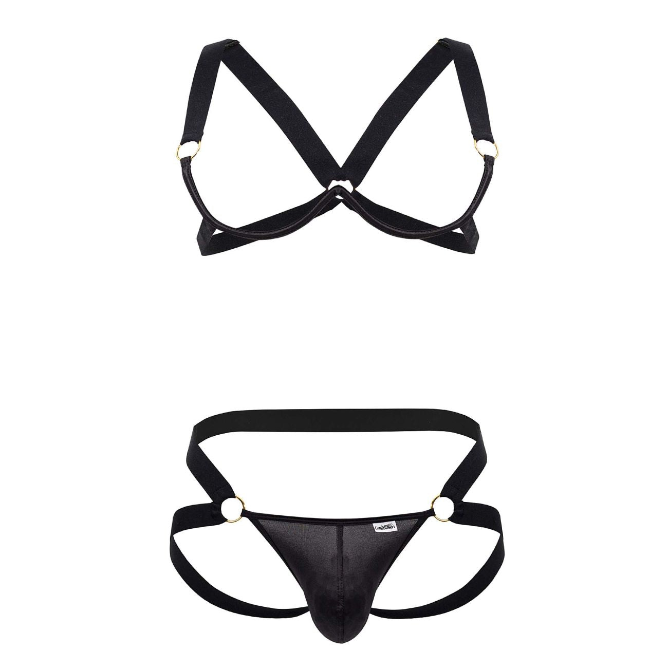 JCSTK - CandyMan 99731 Harness-Bra Two Piece Set Black
