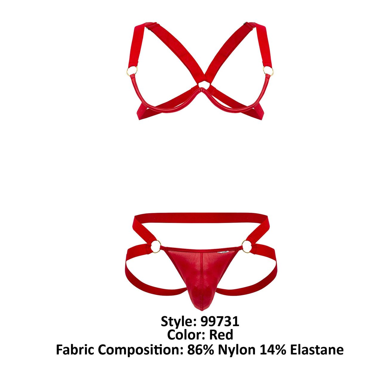 JCSTK - CandyMan 99731 Harness-Bra Two Piece Set Red