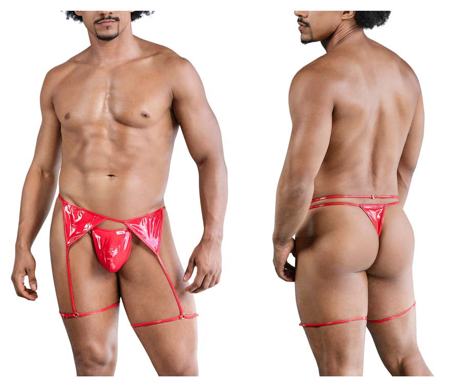 CandyMan 99825 Dom Outfit Mens Garterbelt Thong Red
