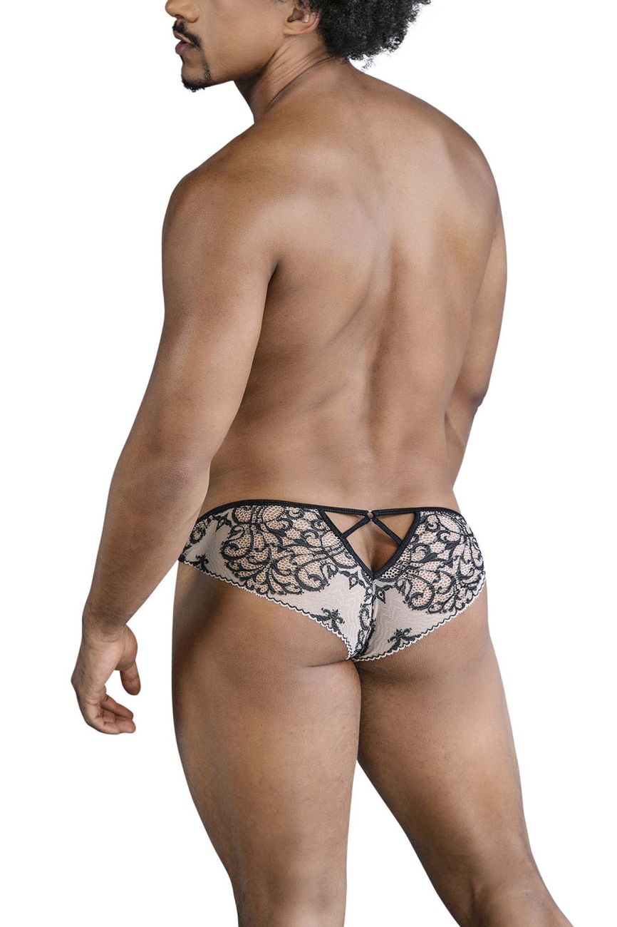 CandyMan 99830 Male Lace Briefs Nude-Black