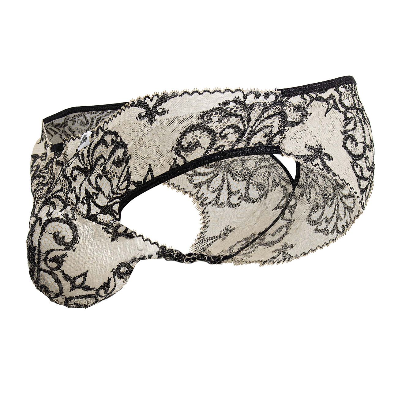 CandyMan 99830 Male Lace Briefs Nude-Black