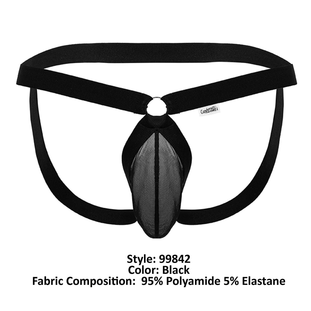 CandyMan 99842 Mens Mesh Jockstrap Black