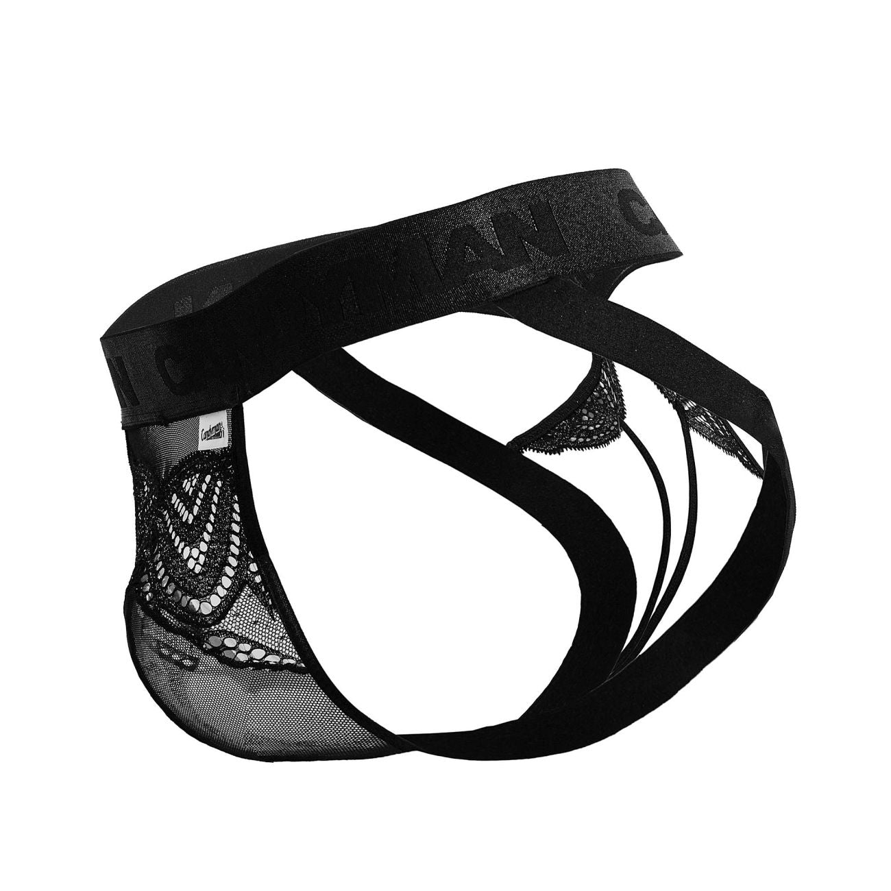CandyMan 99849 Mens Lace-Mesh Lingerie Thongs Black