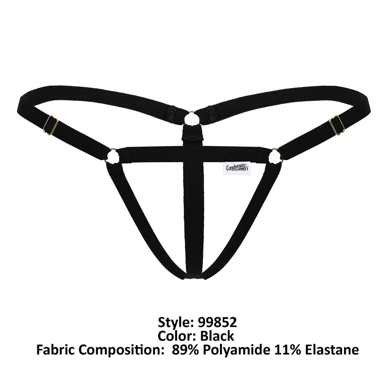 CandyMan 99852 Mens Strap Nudist Thongs Black