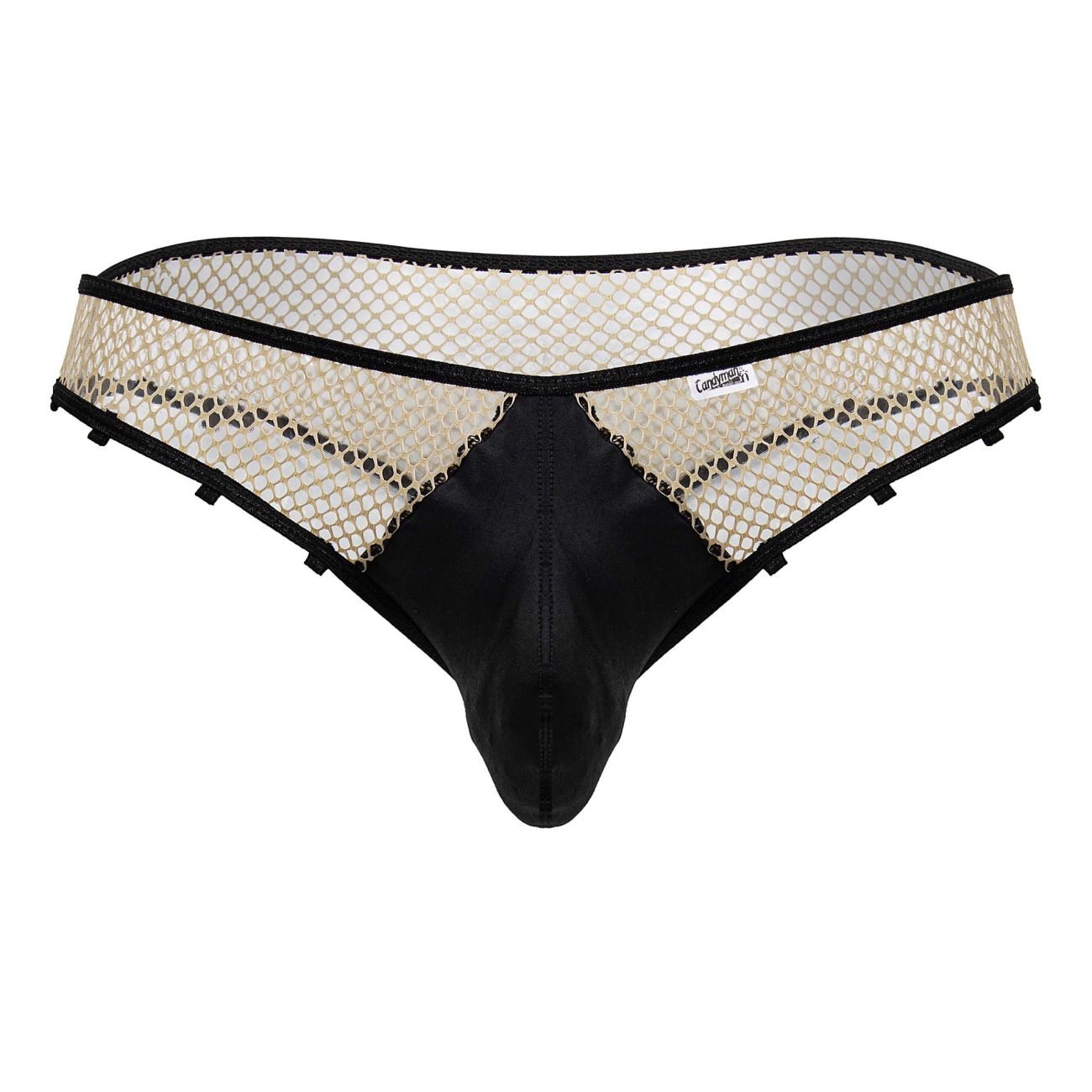 CandyMan 99860 Mens Sexy Fishnet Thong Panty Nude-Black