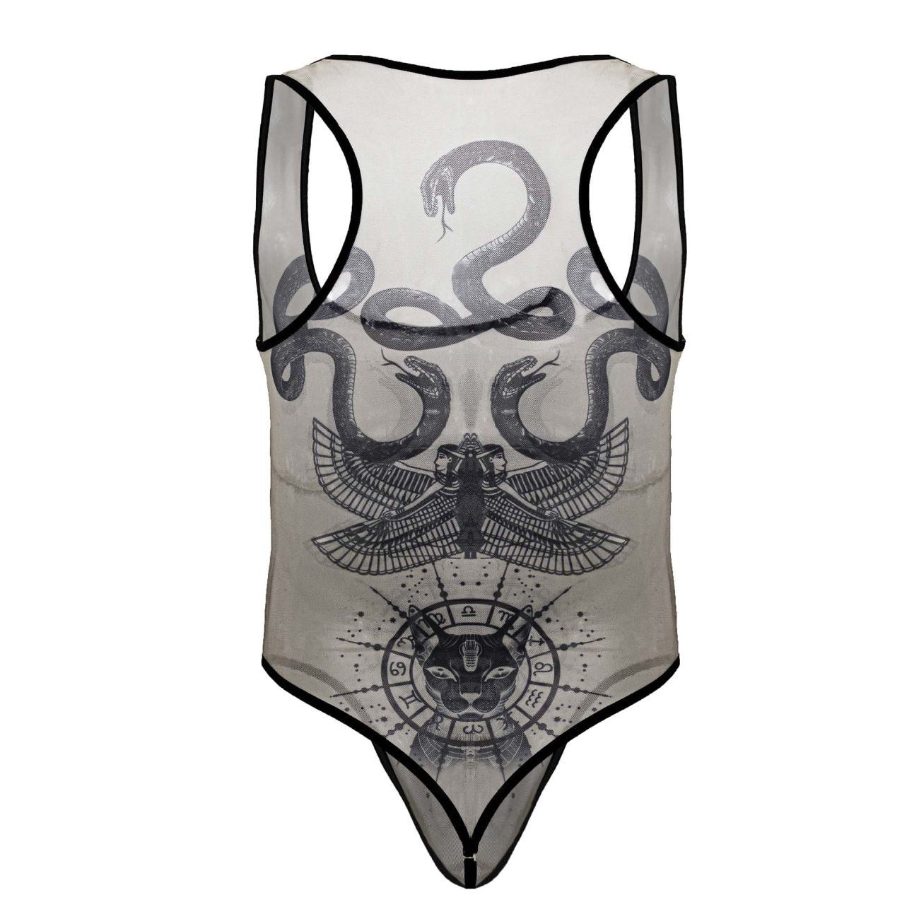 CandyMan 99869 Egyptian Mens Bodysuit Nude-Black