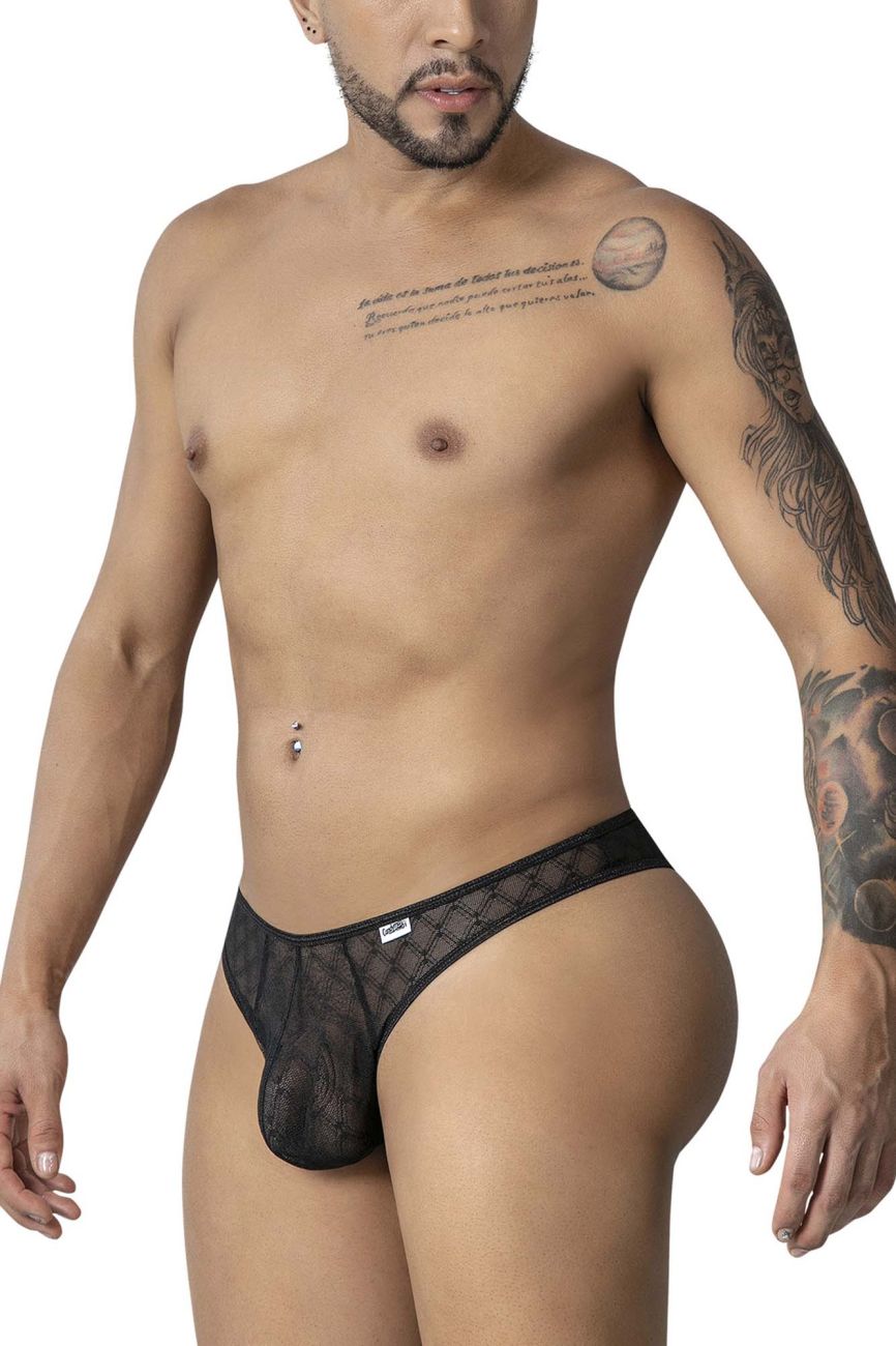 CandyMan 99894 Mens Geometric Mesh Briefs Black Plus Sizes