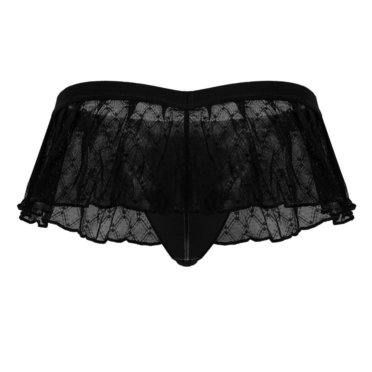 CandyMan 99901 Mens Geometric Playful Mesh Skirt Thongs Black