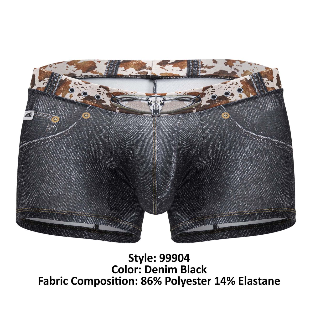 CandyMan 99904 Cowboy Mens Denim Animal Print Trunks Black