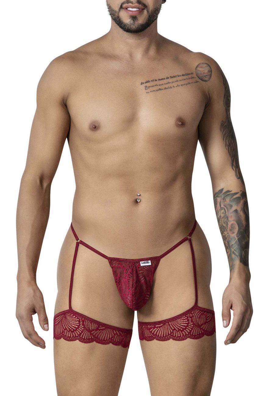 CandyMan 99906 Mens Sexy Garter Lace Thongs Burgundy