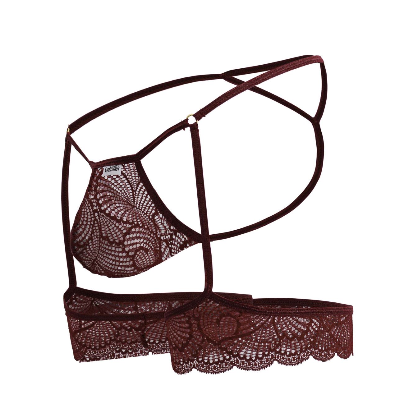 CandyMan 99906 Mens Sexy Garter Lace Thongs Burgundy