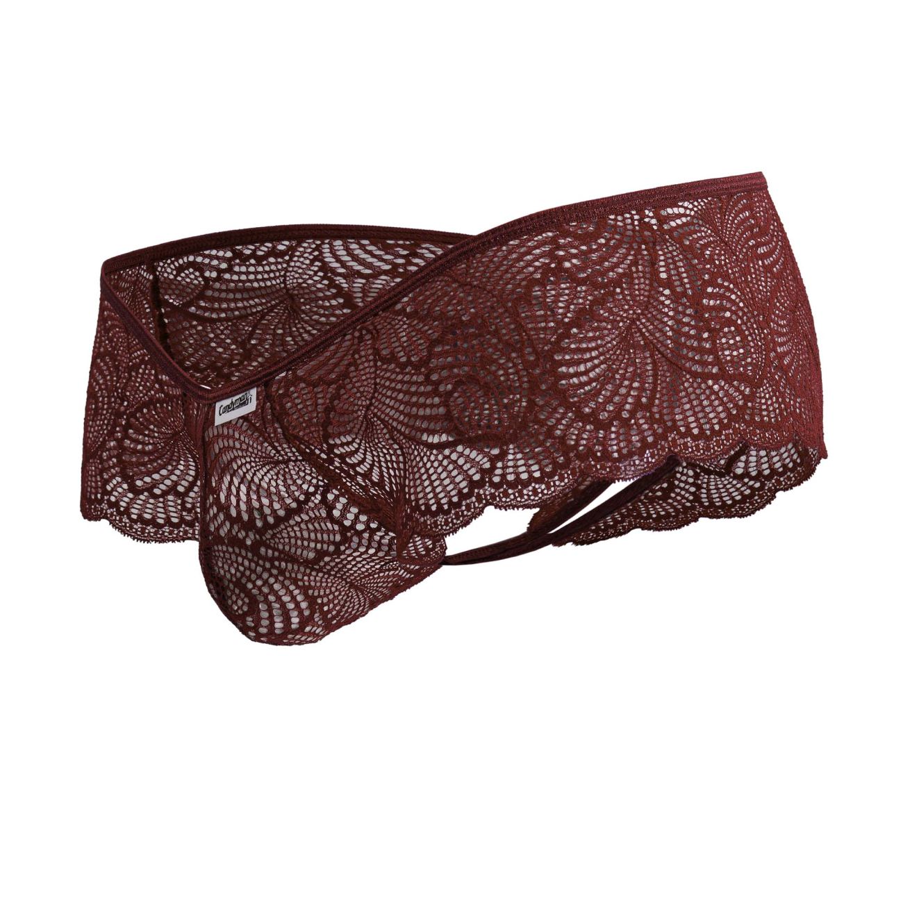 CandyMan 99907 Mens Sexy Lace Open Back Trunks Burgundy