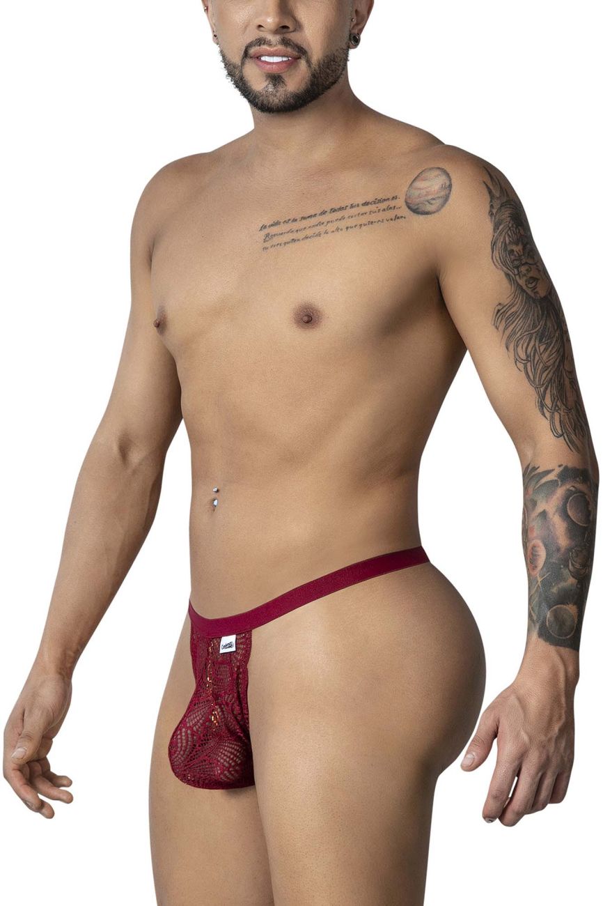 CandyMan 99915 Mens Sexy Lace Thongs Burgundy