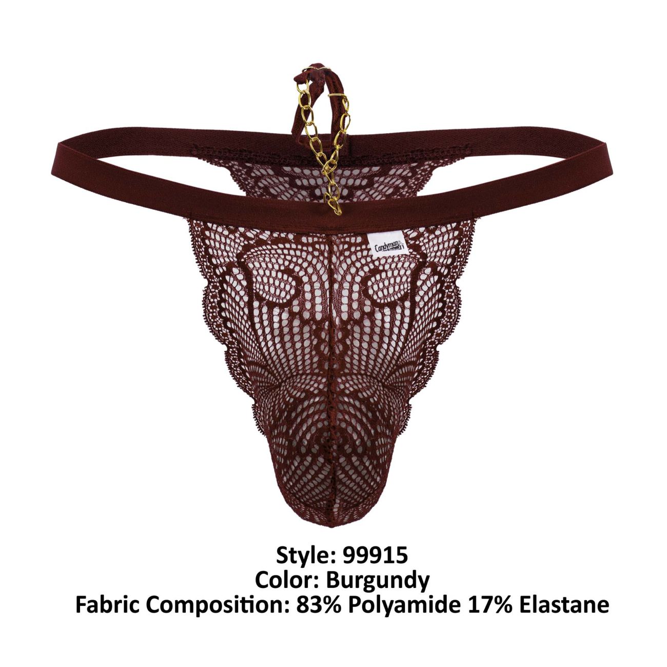 CandyMan 99915 Mens Sexy Lace Thongs Burgundy