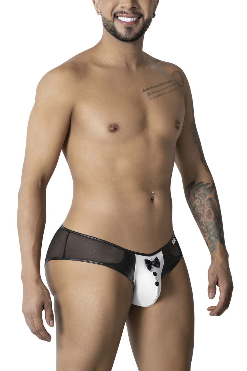 CandyMan 99919 Male Tuxedo Briefs with Bow Black-White