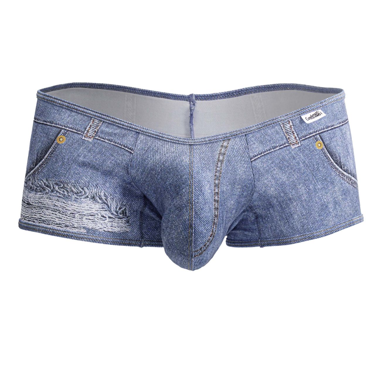CandyMan 99921 Cowboy Mens Denim Distressed Cut Out Trunks Blue