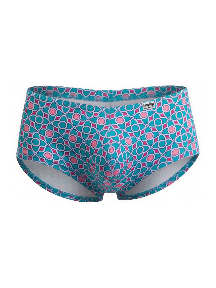 CandyMan 99922 Mens Holiday Low Rise Trunks Boxer Briefs Printed Blue