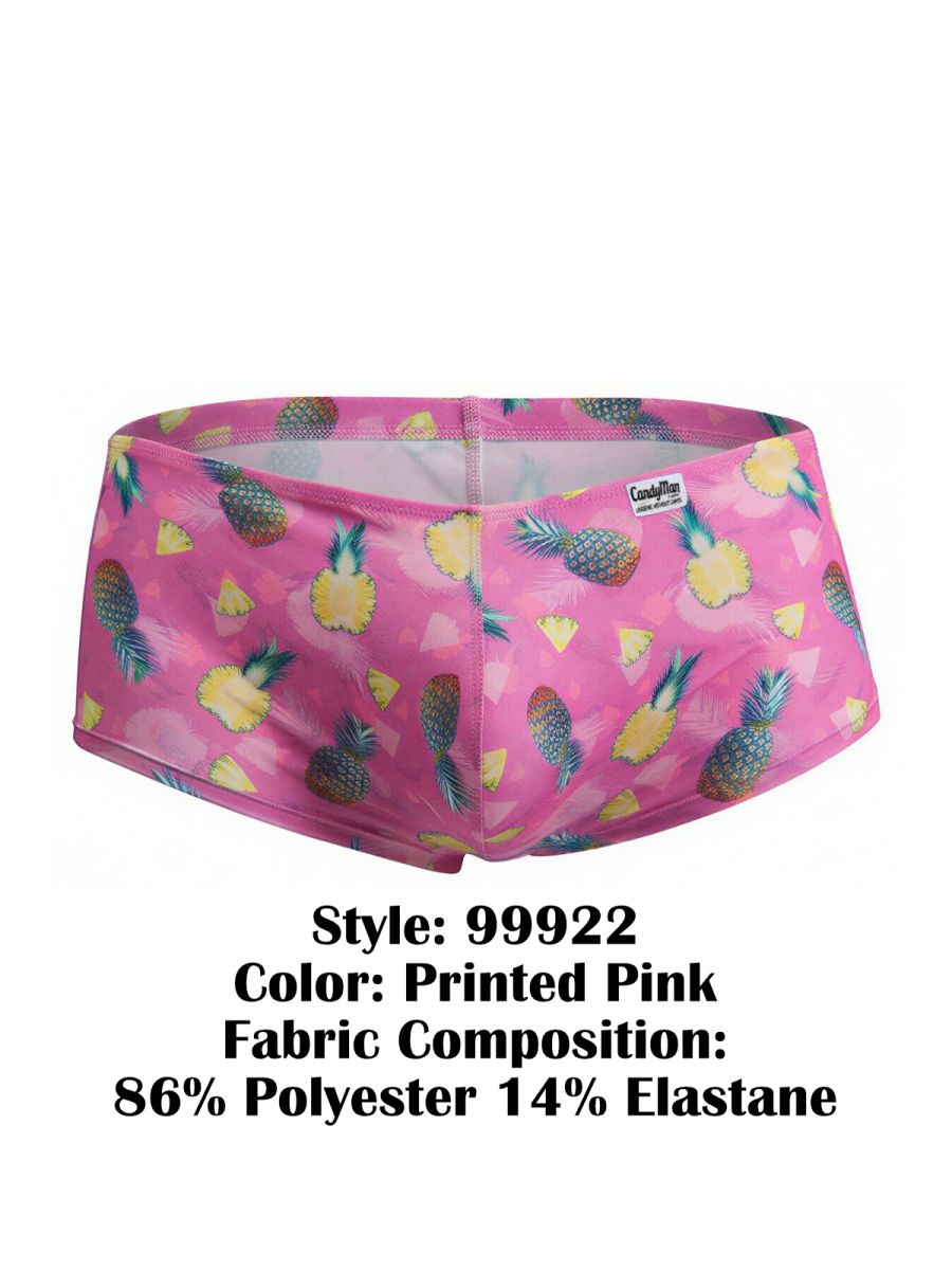 CandyMan 99922 Mens Holiday Low Rise Trunks Boxer Briefs Printed Pink
