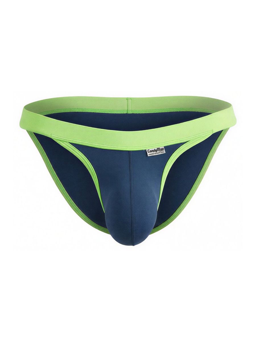 CandyMan 99941 Mens Daily Essentials Athletic Edge Bikini Navy & Neon Green