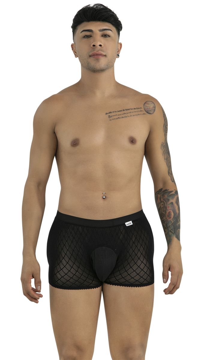 CandyMan 99962 Mens Stretch Fishnet Boxer Briefs Black