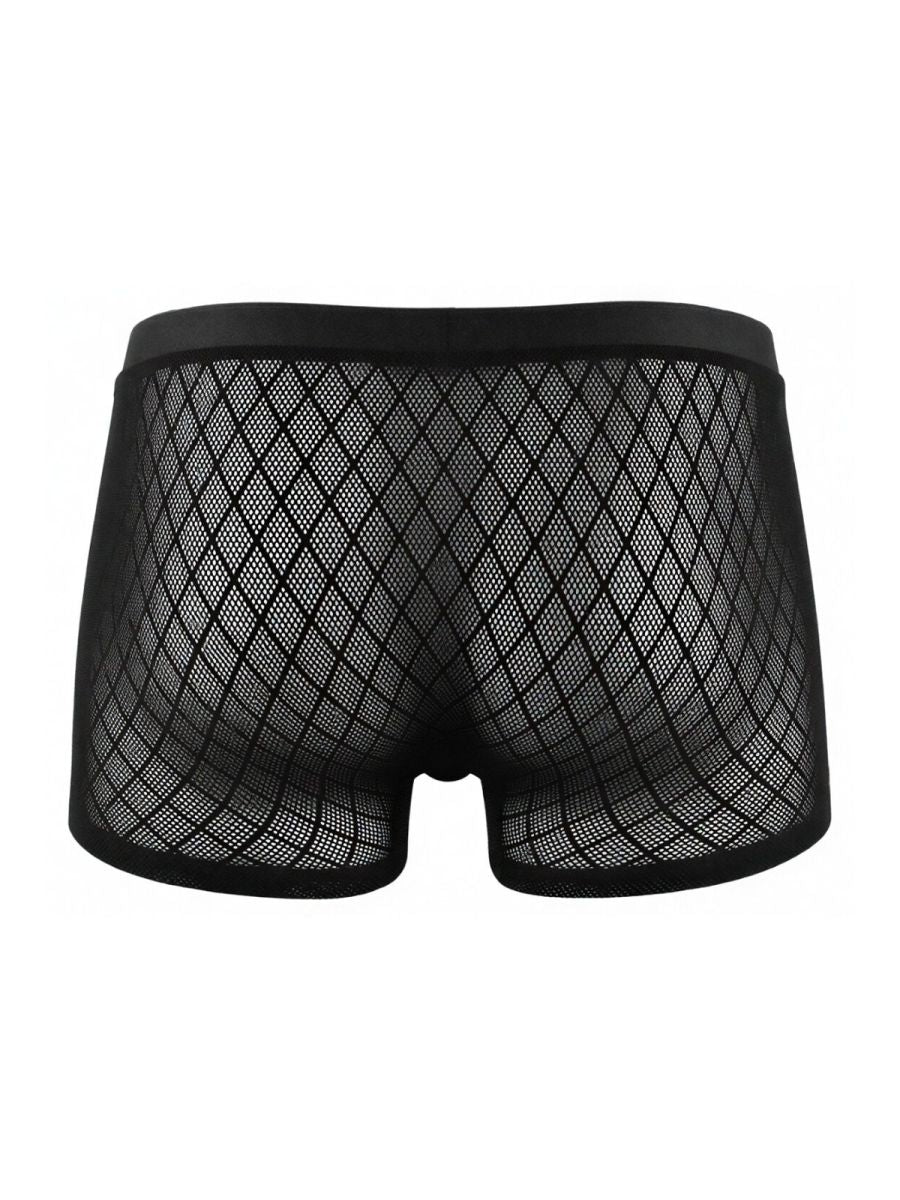 CandyMan 99962 Mens Stretch Fishnet Boxer Briefs Black