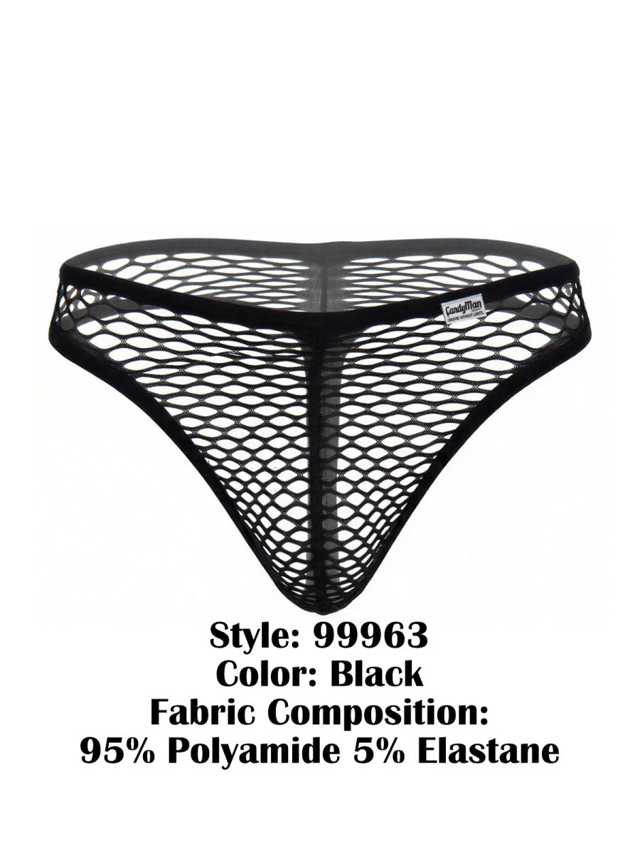 CandyMan 99963 Mens Sexy Fishnet Thong Black