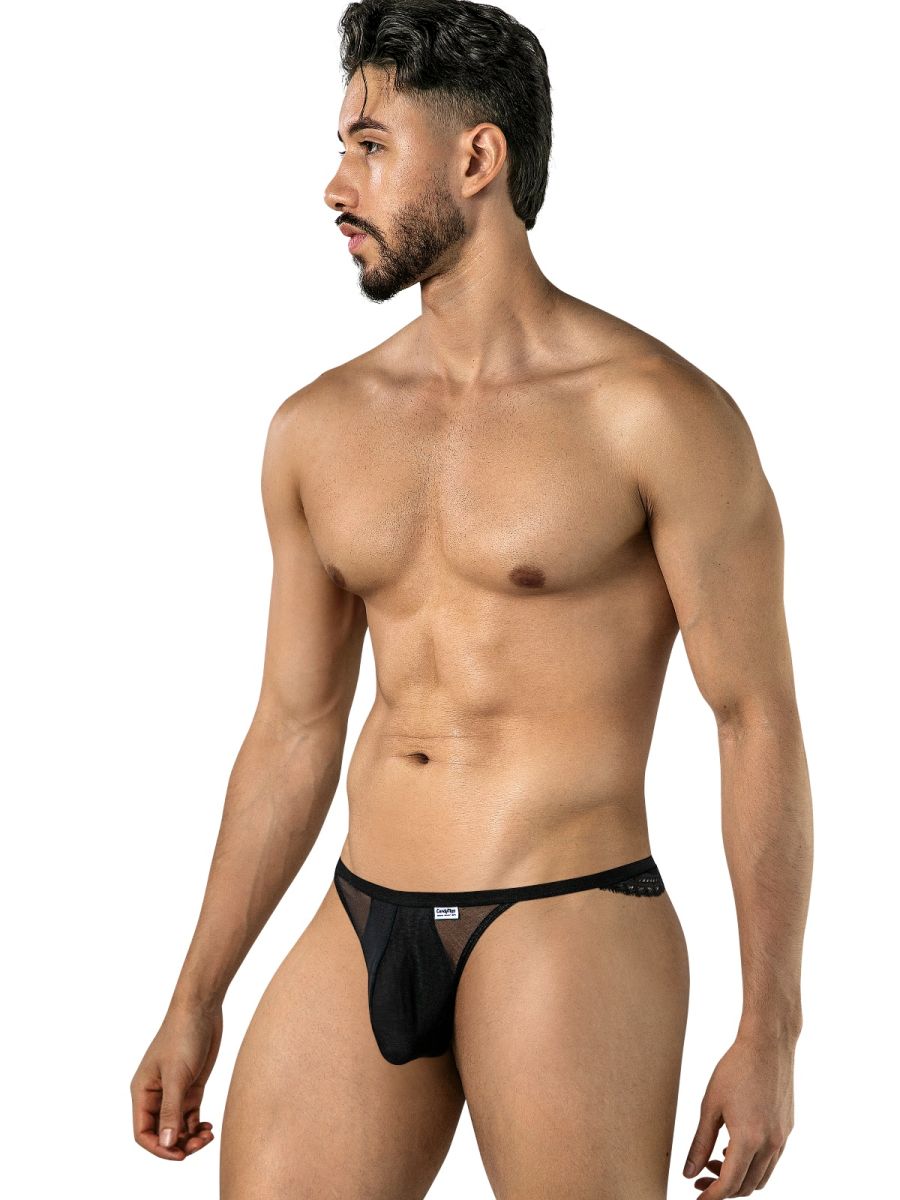 CandyMan 99969 Mens Captivating Sexy Mesh-Lace Thongs Black