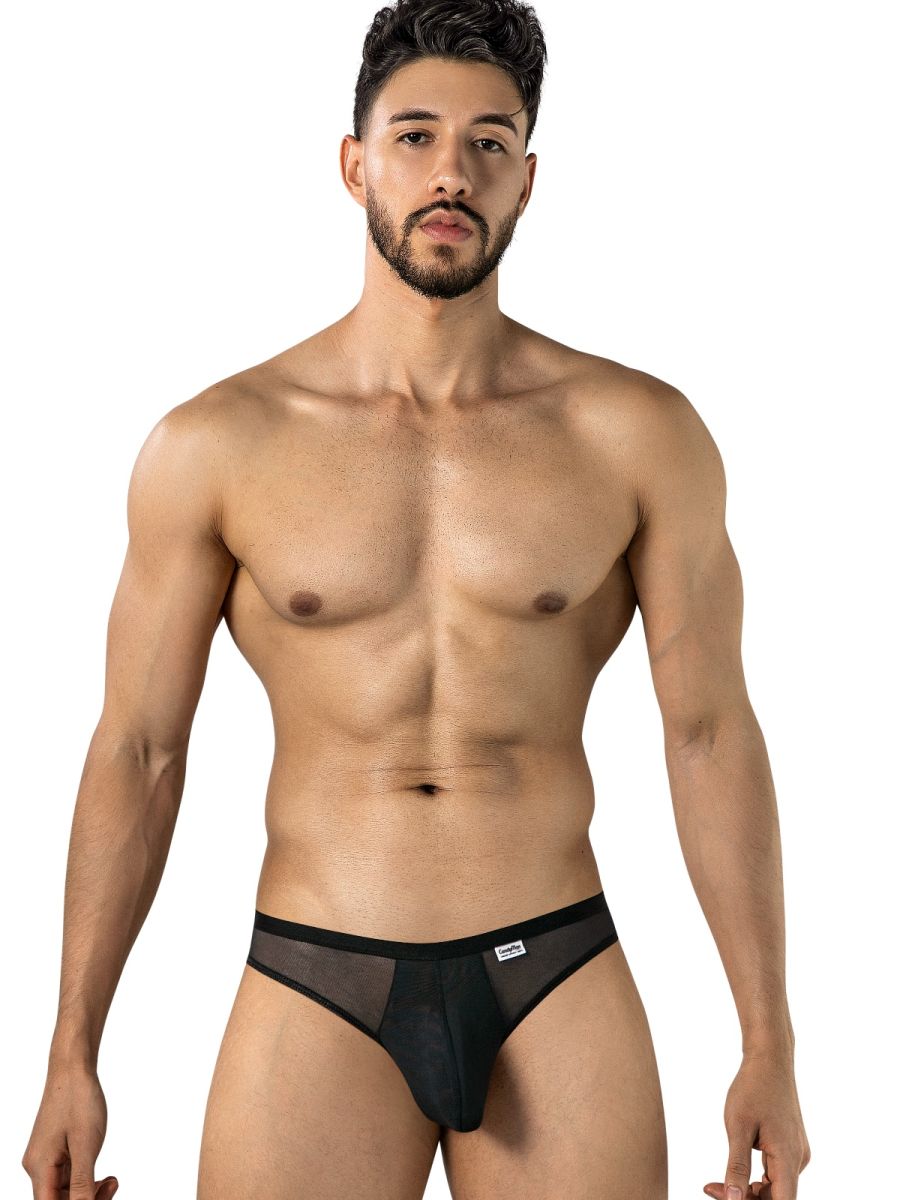 CandyMan 99971 Mens Captivating Sexy Mesh-Lace Thongs Black