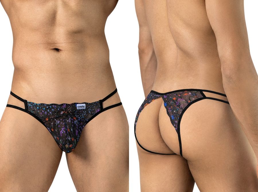 CandyMan 99977 Mens Printed Mesh Unleash Your Bold Style Jockstrap Black