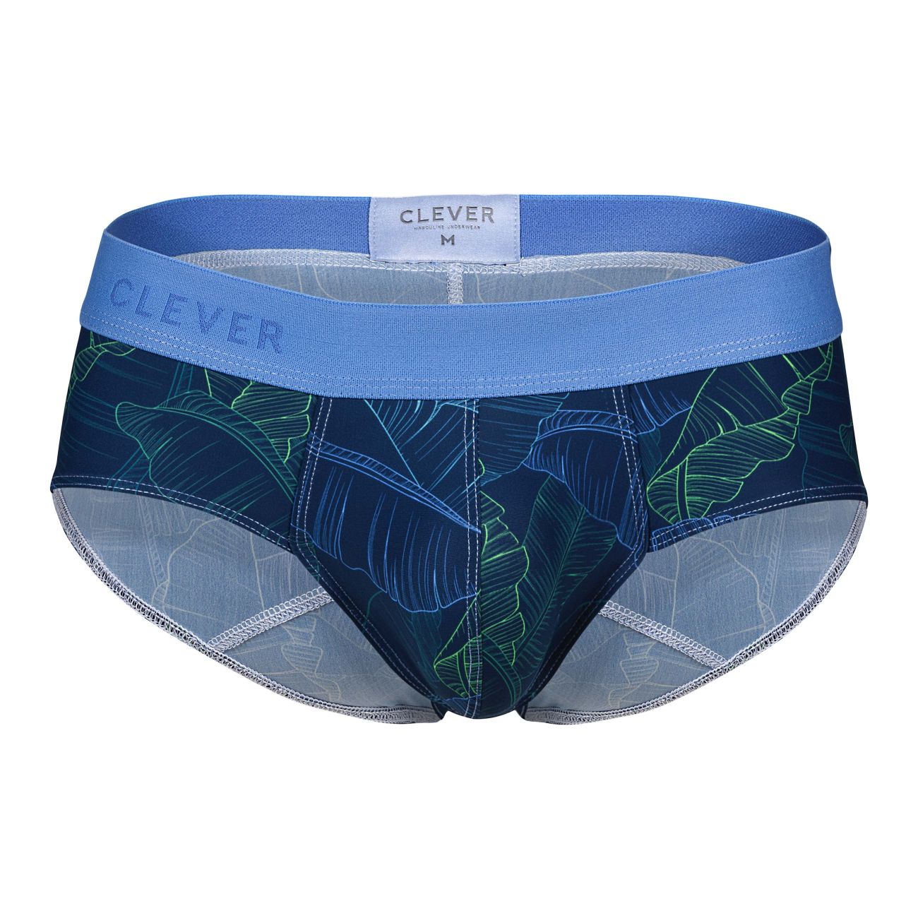 Clever 1728 Mens Shape Leaf Inspired Print Briefs Dark Blue