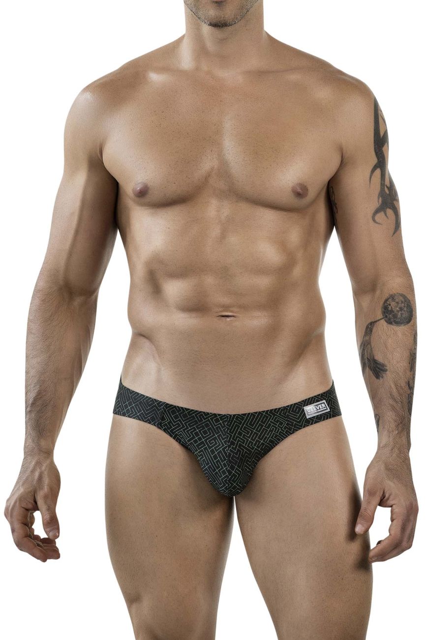 Clever 1853 Mens Laberin Low Rise Bikini Brief Black Geometic