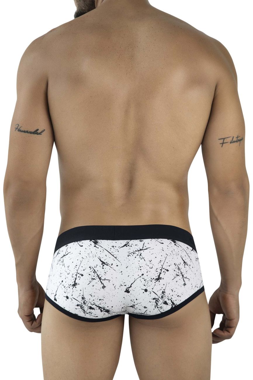 Clever 2051 Brochazos Mens Splatter Print Briefs Black & White