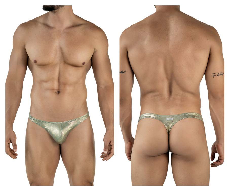 Clever 2063 Mens Diamond Sculpted Fit Thongs Gold