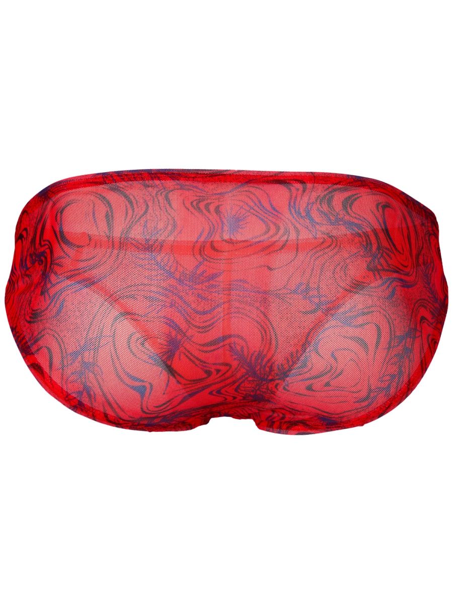 26034 Calipso Male Sheer Swirl Patterned Bikini Red
