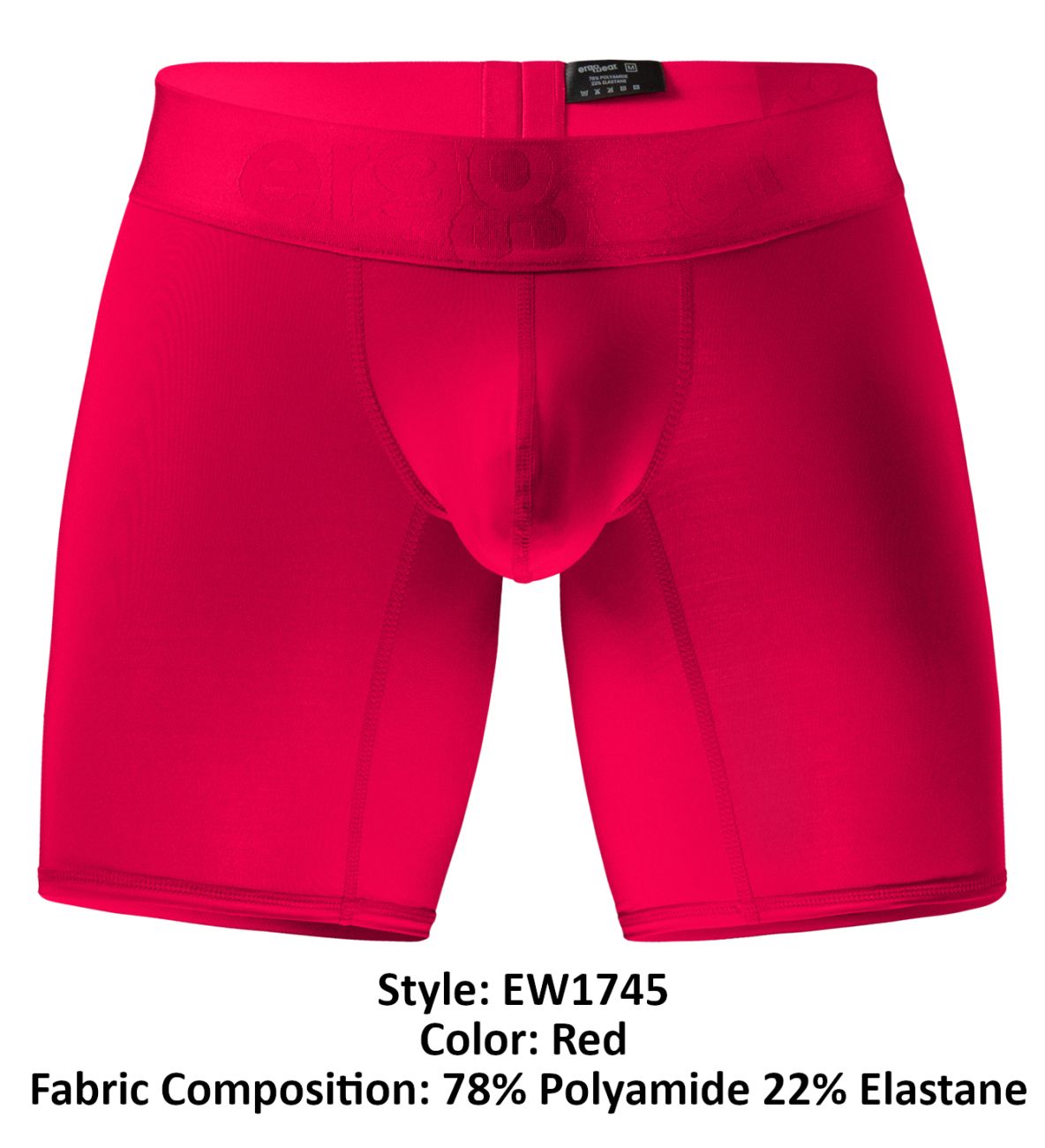 ErgoWear EW1745 MAX BOLD Male Sleek & Comfortable Boxer Briefs Red