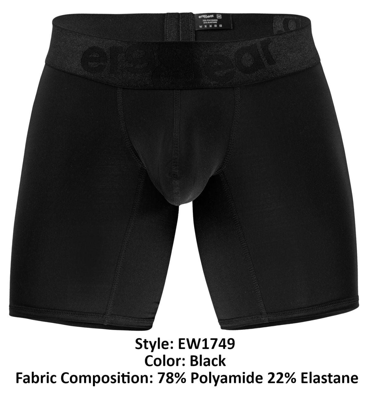 ErgoWear EW1749 MAX BOLD Mens Sleek & Comfortable Boxer Briefs Black