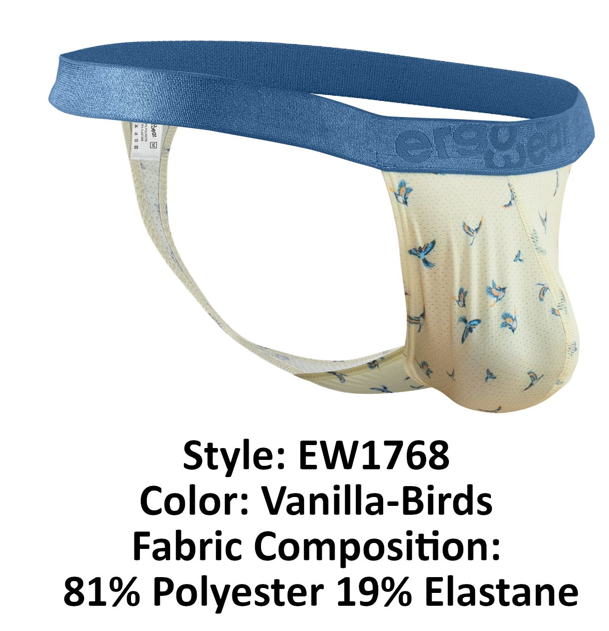 ErgoWear EW1768 SLK SE Male Comfortable G-String Vanilla Birds