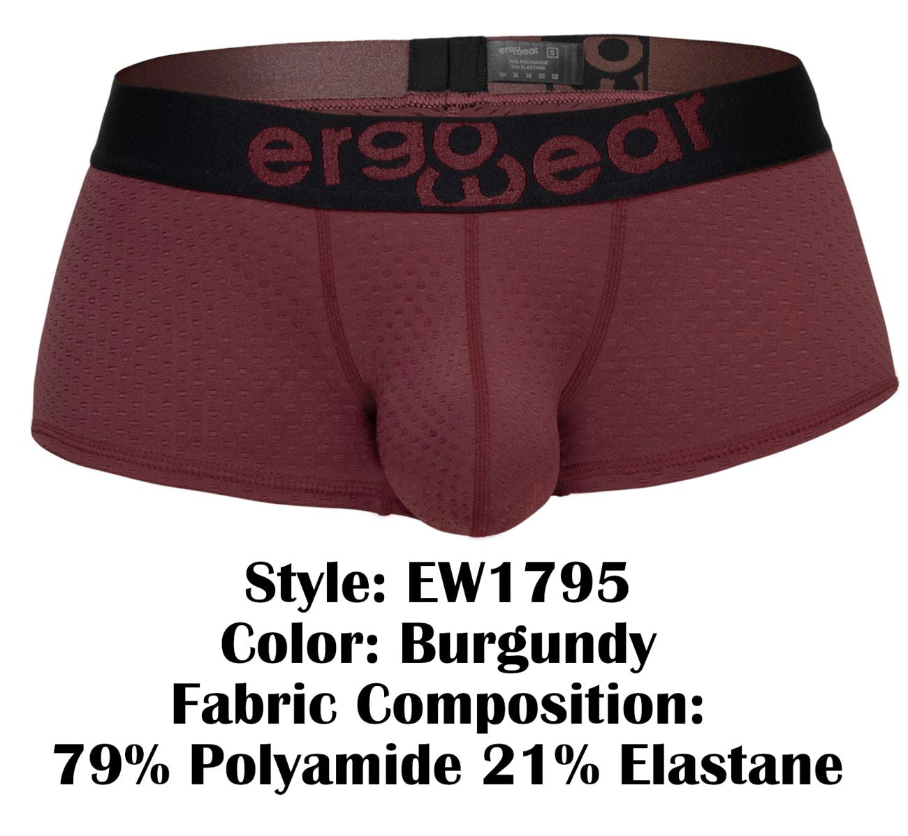 ErgoWear EW1795 MAX FLOW Mens Sleek Trunks Burgundy